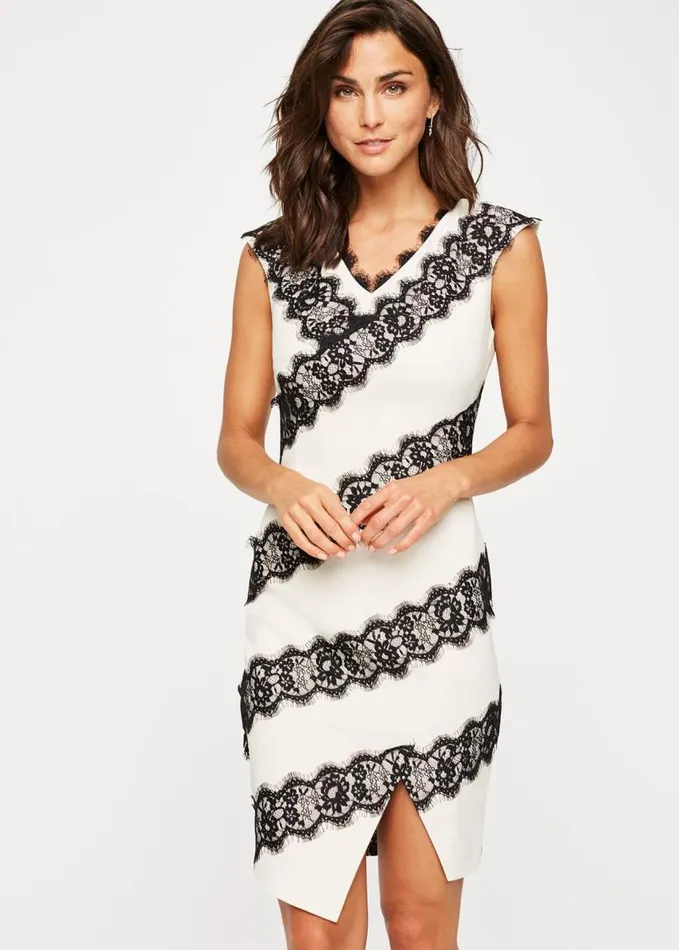 Phase Eight Martyne Lace Dress Blackwhite Women Dresses