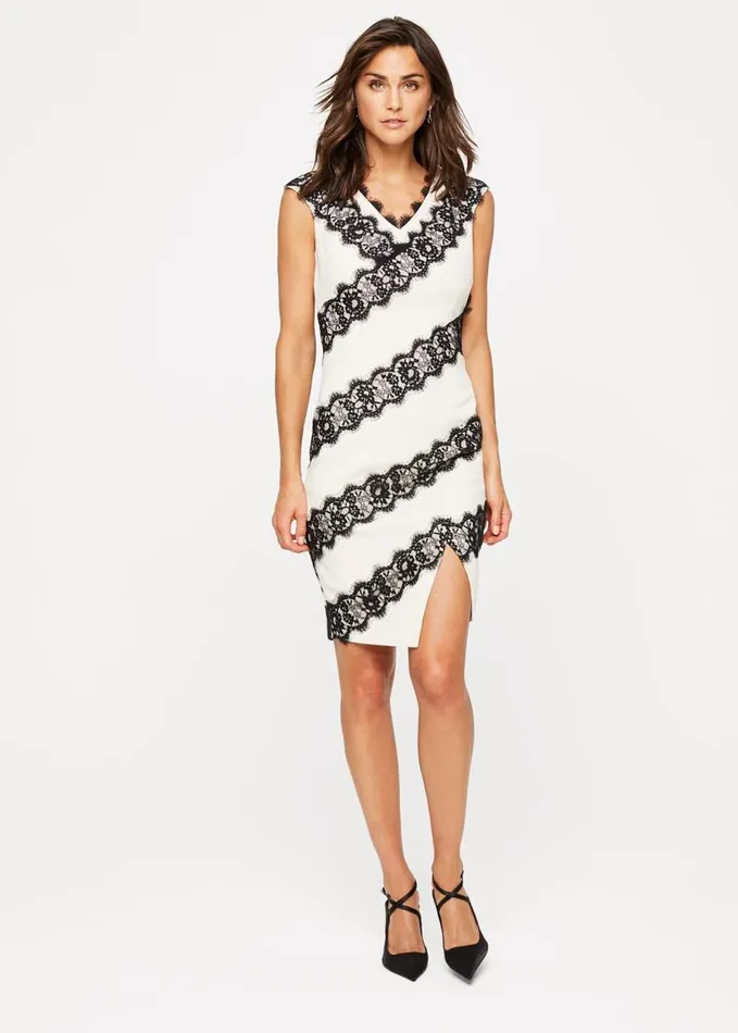 Phase Eight Martyne Lace Dress Blackwhite Women Dresses