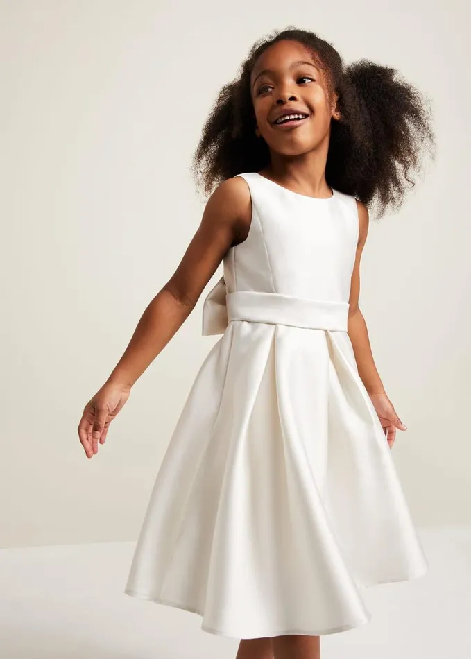 Phase Eight Melody Satin Fit And Flare Dress White Women Dresses