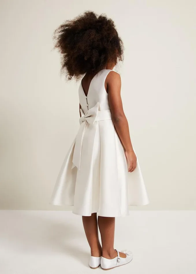 Phase Eight Melody Satin Fit And Flare Dress White Women Dresses