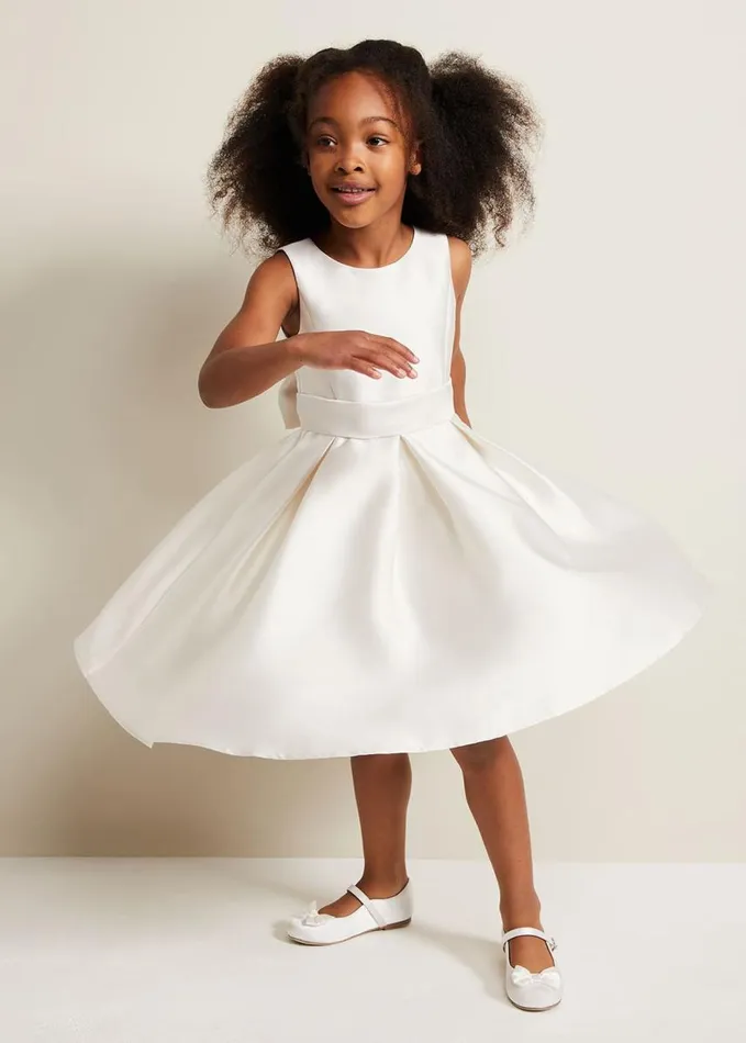 Phase Eight Melody Satin Fit And Flare Dress White Women Dresses
