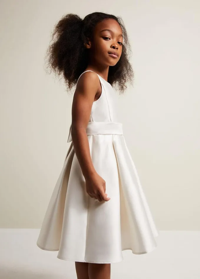 Phase Eight Melody Satin Fit And Flare Dress White Women Dresses