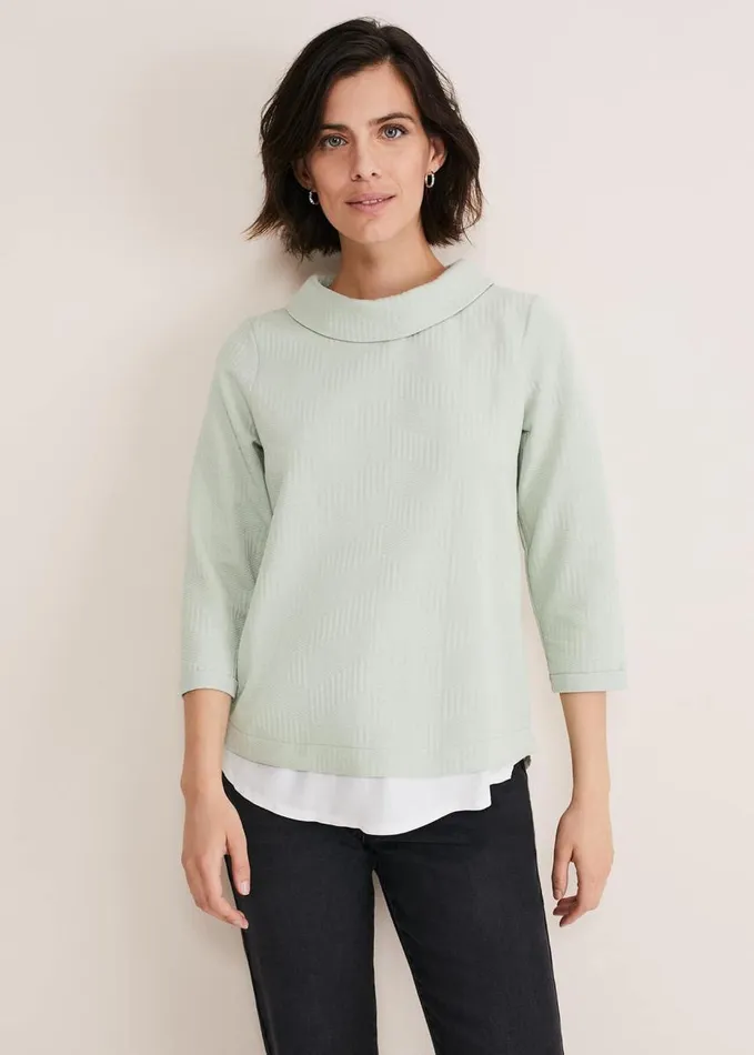 Phase Eight Mica Textured Top Sage Women Tops and TShirts