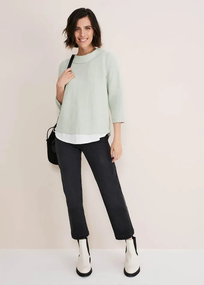 Phase Eight Mica Textured Top Sage Women Tops and TShirts