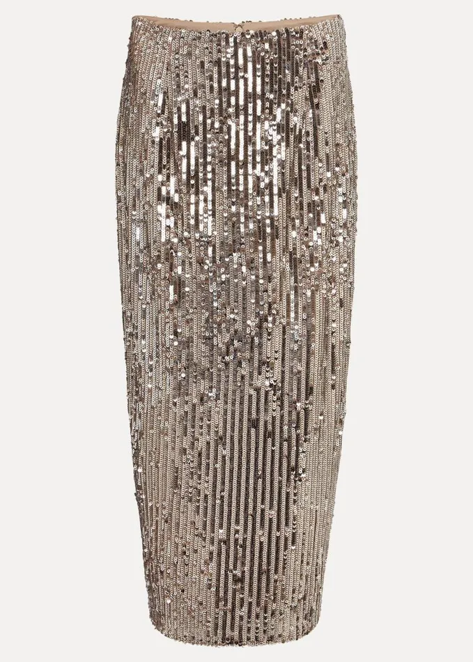 Phase Eight Milani Sequin Pencil Midi Skirt Silver Women Skirts