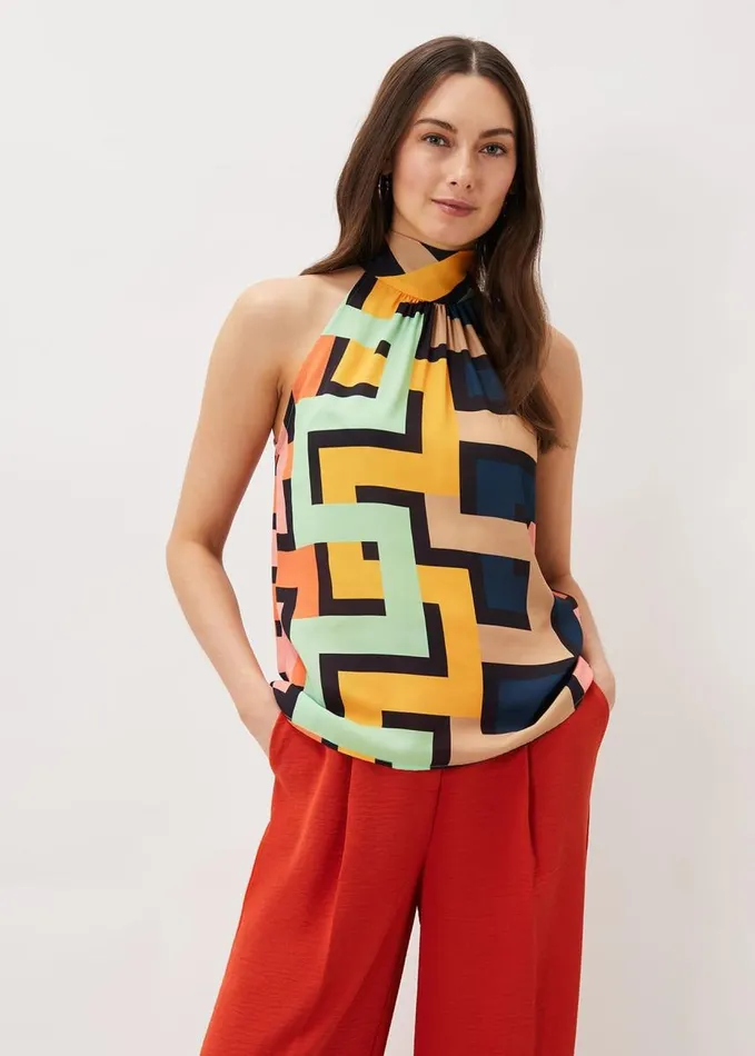 Phase Eight Milano Sleeveless Print Blouse Dark Multi Women Shirts and Blouses
