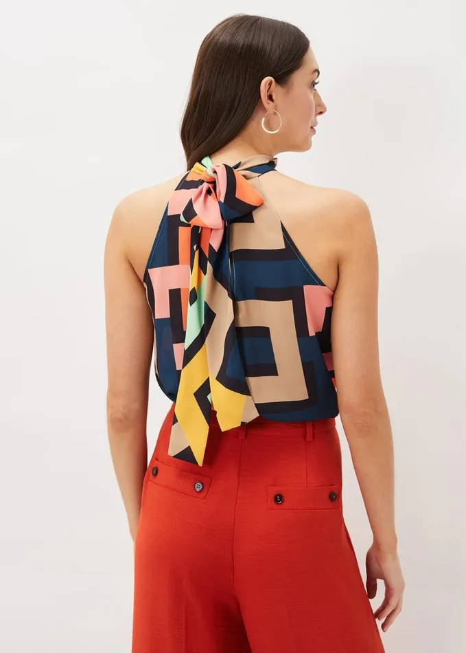 Phase Eight Milano Sleeveless Print Blouse Dark Multi Women Shirts and Blouses