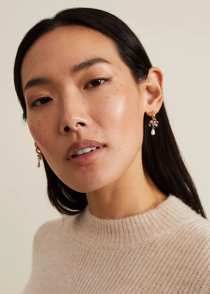 Phase Eight Mini Bow Hoop Drops Blackmulti Women Jewellery