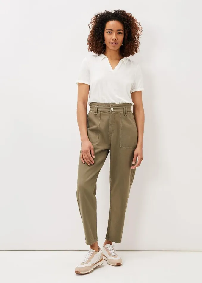 Phase Eight Nadina Paper Bag Waist Jeans Khaki Women Trousers