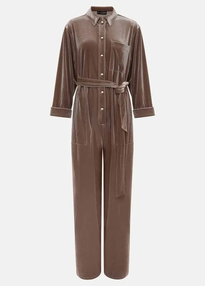 Phase Eight Nala Velvet Jumpsuit Mushroom Women Dresses