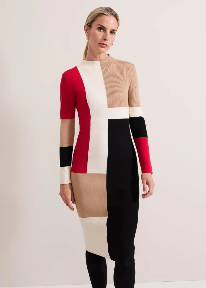 Phase Eight Nancy Colourblock Column Midi Dress Multicoloured Women Dresses