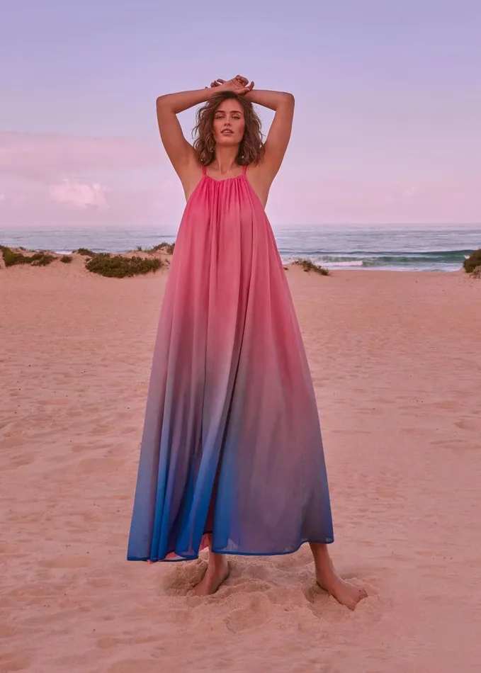 Phase Eight Naoki Dip Dye Midaxi Dress Pinkblue Women Dresses