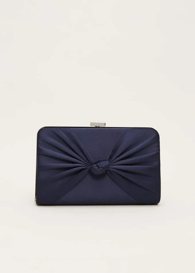 Phase Eight Navy Satin Clutch Box Navy Women Bags and Clutches