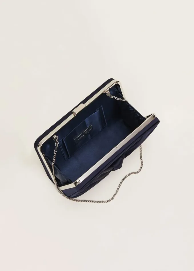 Phase Eight Navy Satin Clutch Box Navy Women Bags and Clutches