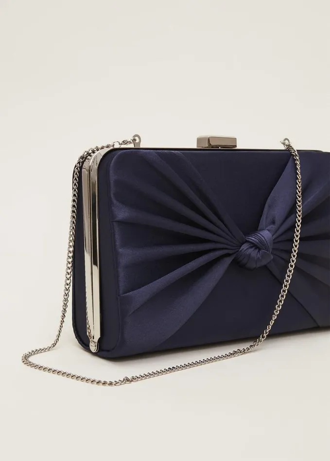 Phase Eight Navy Satin Clutch Box Navy Women Bags and Clutches