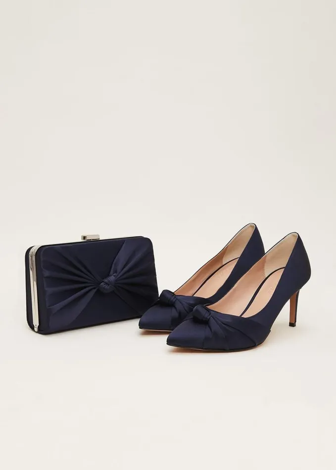 Phase Eight Navy Satin Clutch Box Navy Women Bags and Clutches