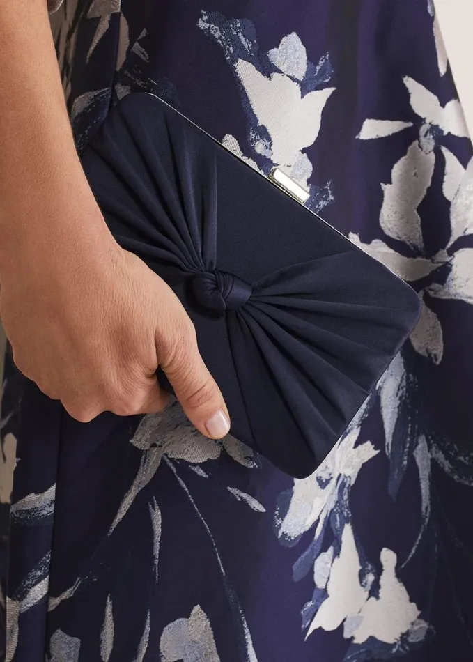 Phase Eight Navy Satin Clutch Box Navy Women Bags and Clutches