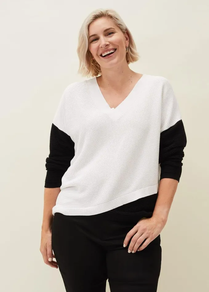 Phase Eight Nelle Colourblock Jumper Creamblack Women Knitwear