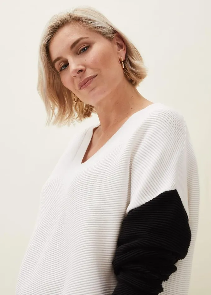 Phase Eight Nelle Colourblock Jumper Creamblack Women Knitwear
