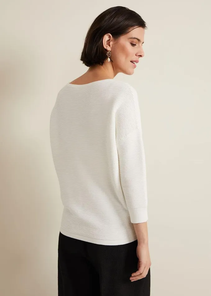 Phase Eight Nellie Ripple Stitch Jumper Ivory Women Knitwear