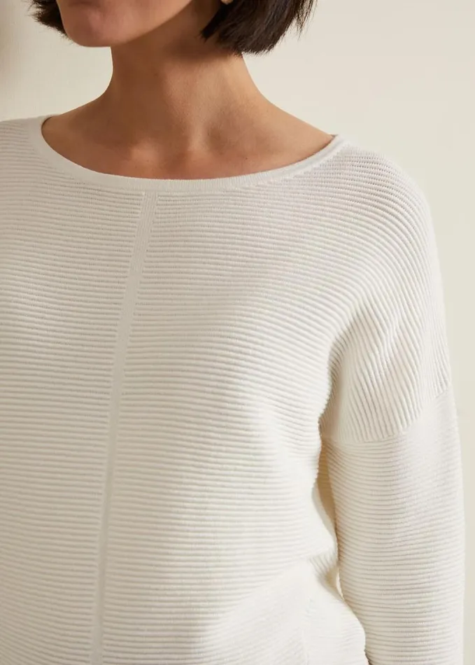 Phase Eight Nellie Ripple Stitch Jumper Ivory Women Knitwear