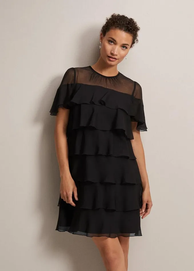 Phase Eight Nika Black Tiered Shift Dress Black Women Dresses