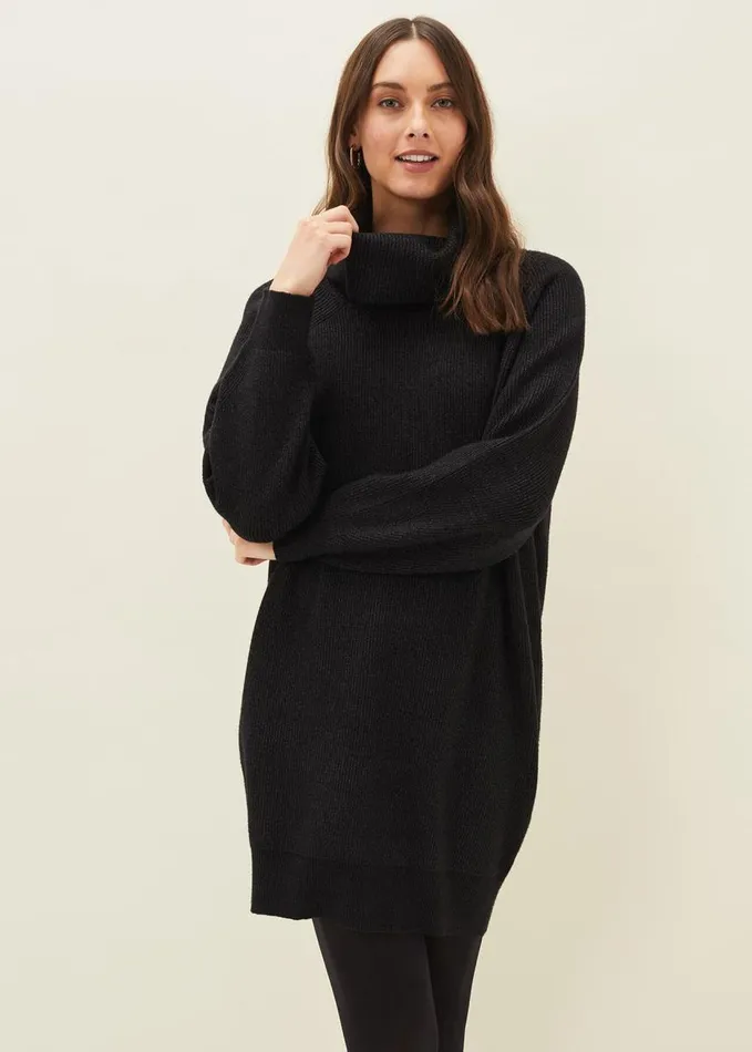 Phase Eight Nisha Roll Neck Jumper Dress Charcoal Women Dresses