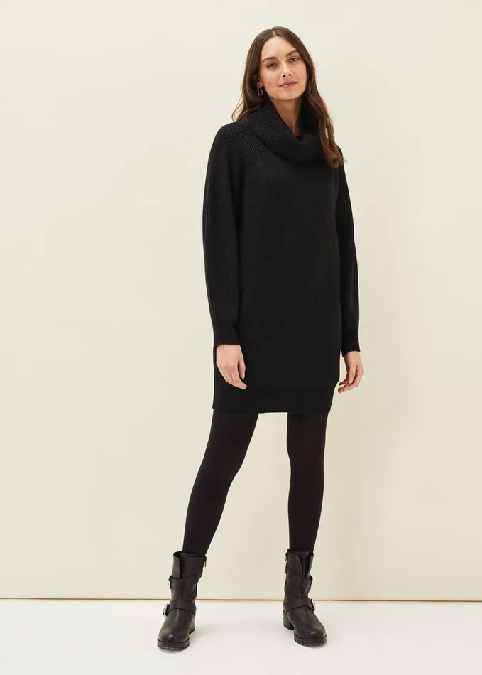Phase Eight Nisha Roll Neck Jumper Dress Charcoal Women Dresses