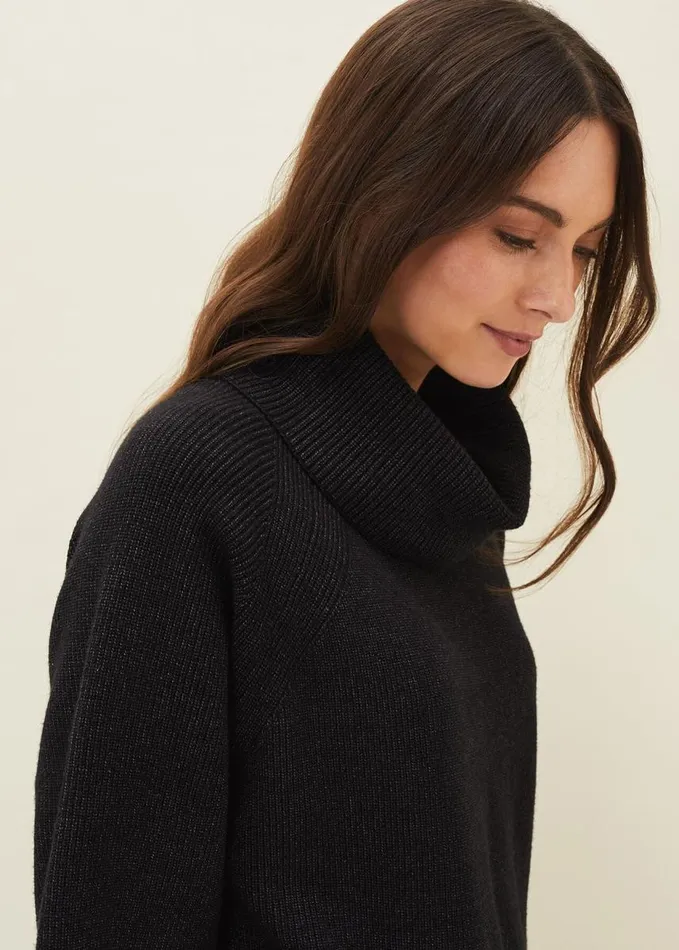 Phase Eight Nisha Roll Neck Jumper Dress Charcoal Women Dresses