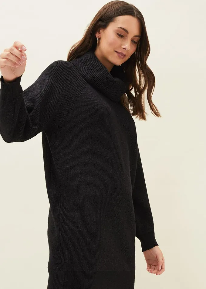 Phase Eight Nisha Roll Neck Jumper Dress Charcoal Women Dresses