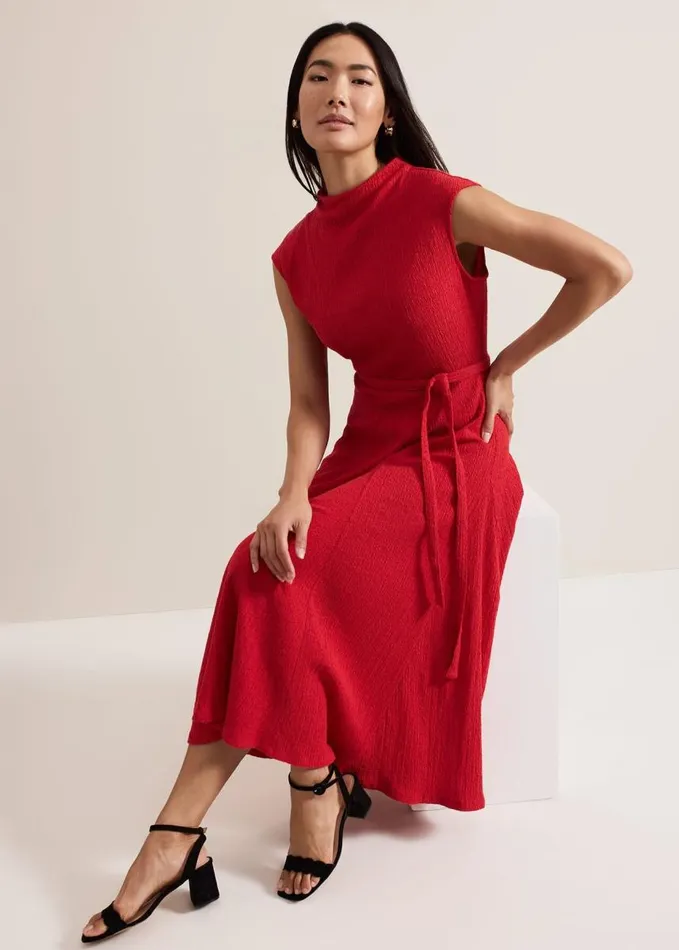 Phase Eight Ofelia Red Jersey Textured Dress Red Women Dresses