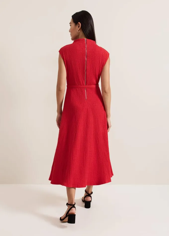 Phase Eight Ofelia Red Jersey Textured Dress Red Women Dresses