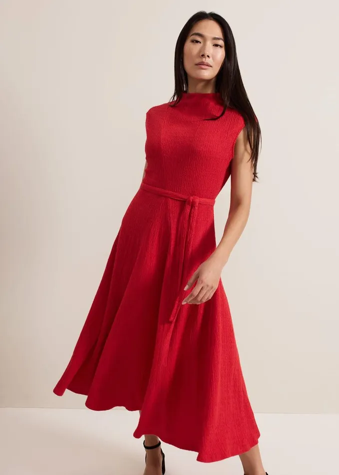Phase Eight Ofelia Red Jersey Textured Dress Red Women Dresses