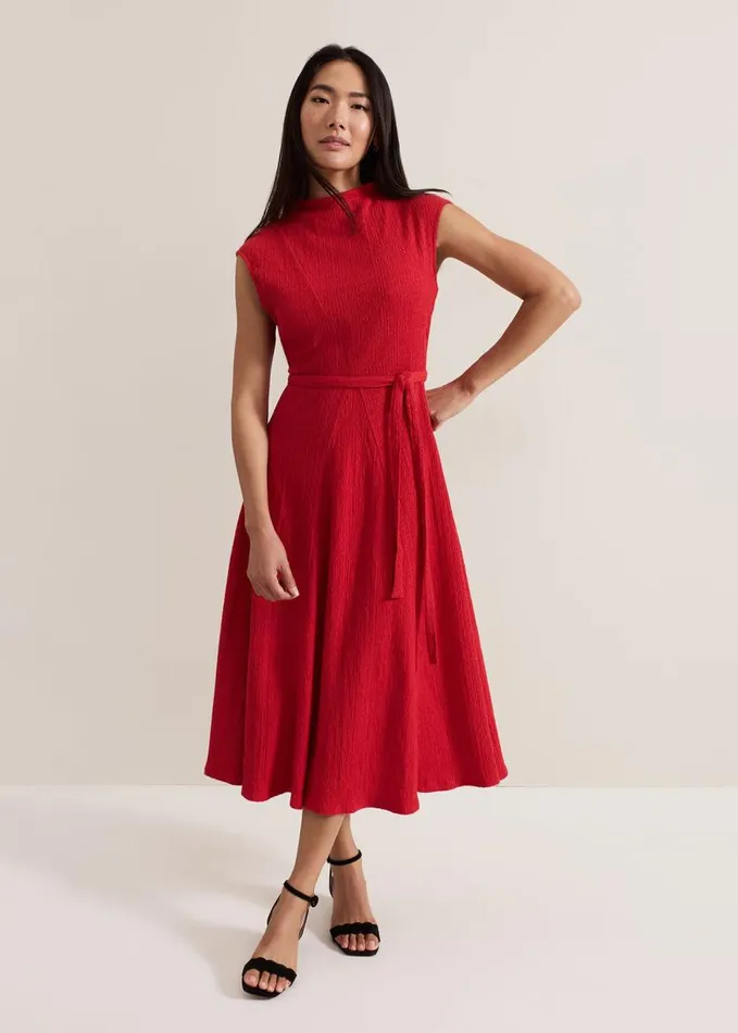 Phase Eight Ofelia Red Jersey Textured Dress Red Women Dresses