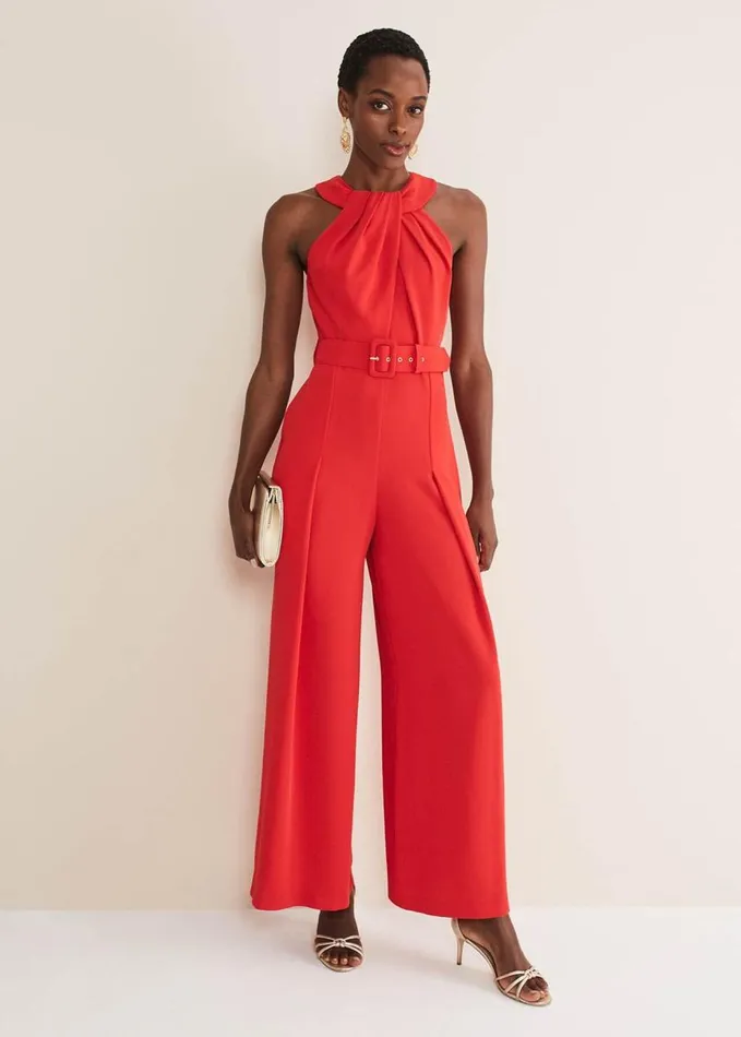Phase Eight Orla Twist Neck Jumpsuit Fire Women Dresses