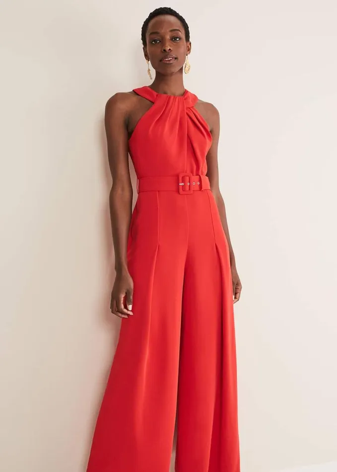 Phase Eight Orla Twist Neck Jumpsuit Fire Women Dresses