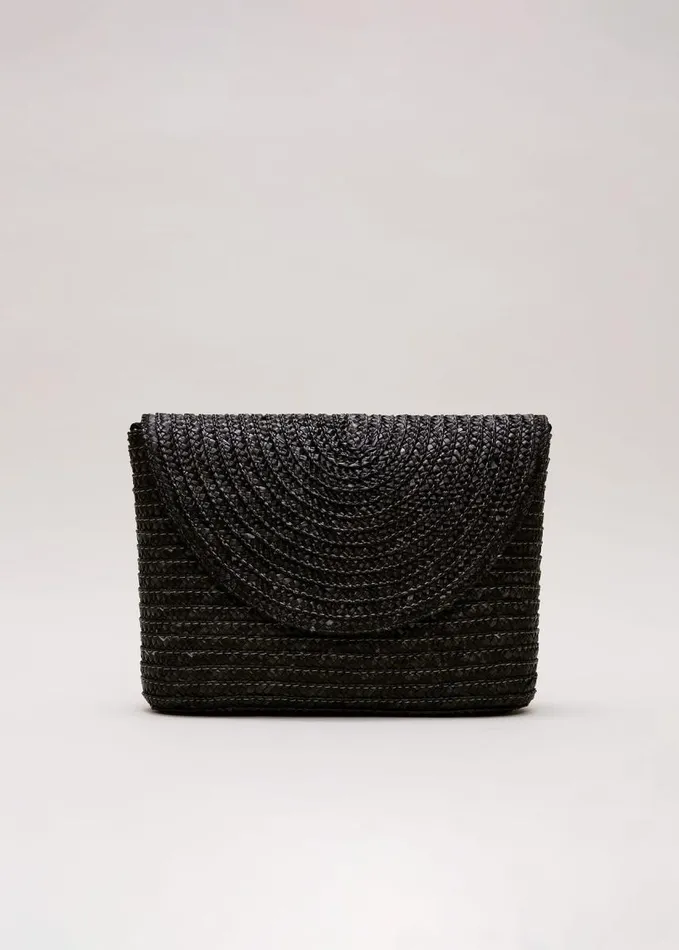 Phase Eight Oversized Straw Clutch Bag Black Women Bags and Clutches