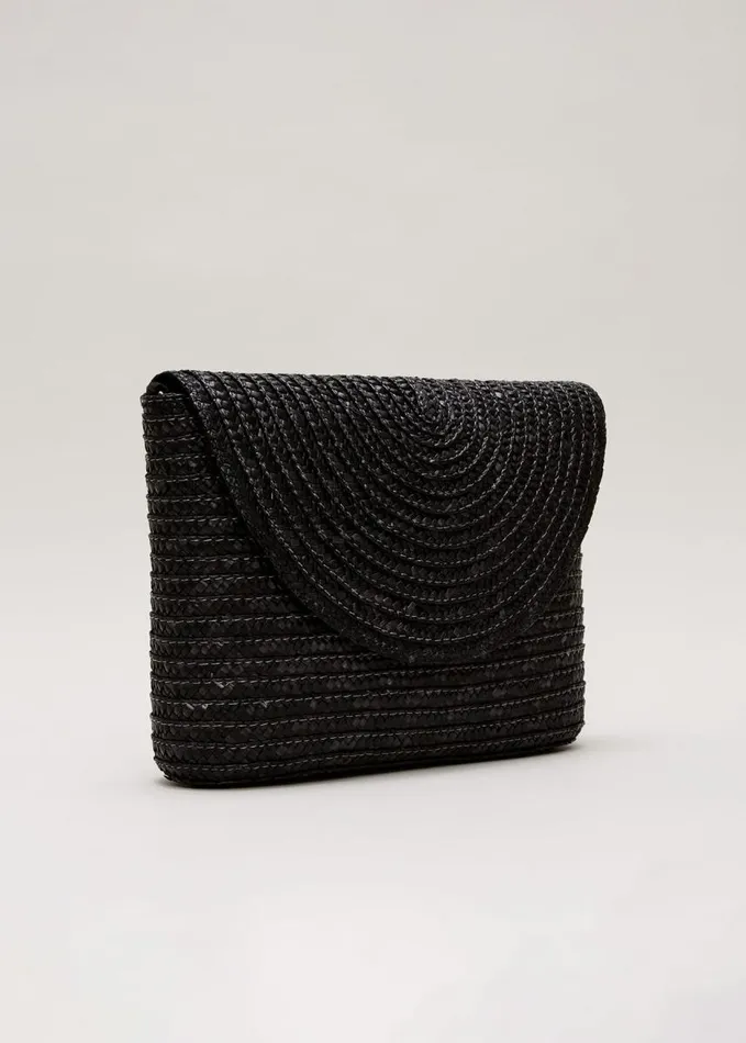 Phase Eight Oversized Straw Clutch Bag Black Women Bags and Clutches