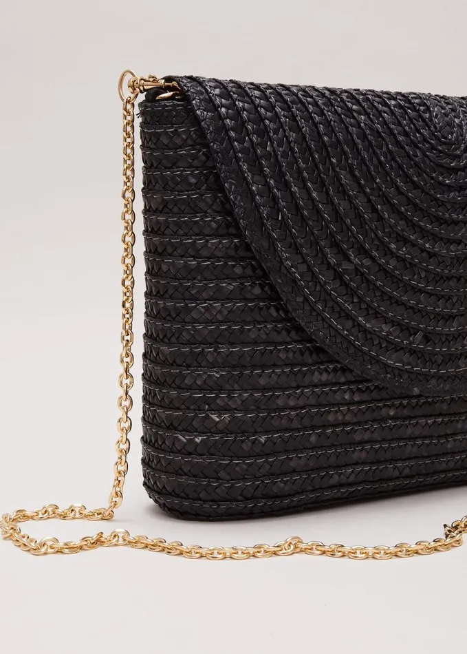 Phase Eight Oversized Straw Clutch Bag Black Women Bags and Clutches