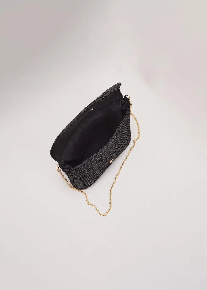 Phase Eight Oversized Straw Clutch Bag Black Women Bags and Clutches
