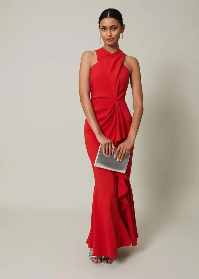 Phase Eight Pamela Ruffled Maxi Dress Red Women Dresses