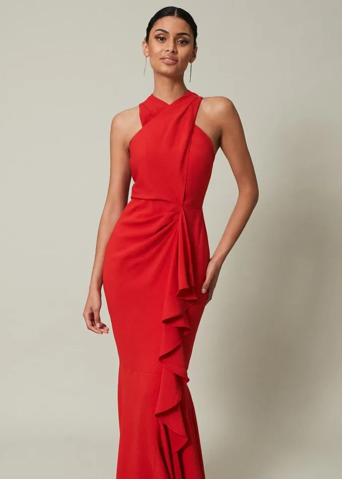 Phase Eight Pamela Ruffled Maxi Dress Red Women Dresses