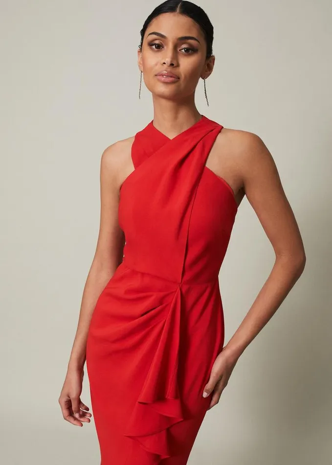 Phase Eight Pamela Ruffled Maxi Dress Red Women Dresses