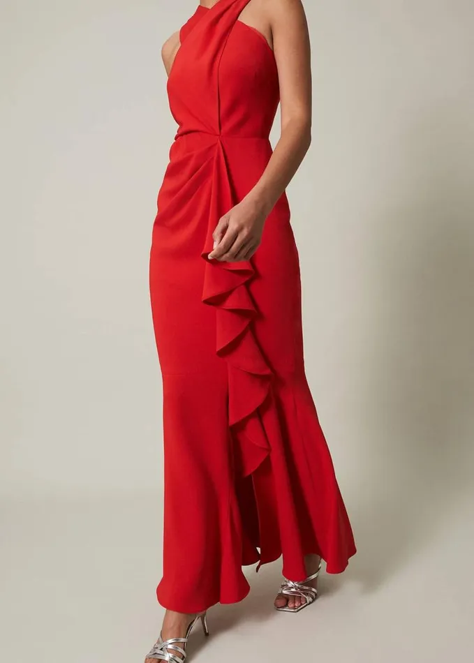 Phase Eight Pamela Ruffled Maxi Dress Red Women Dresses
