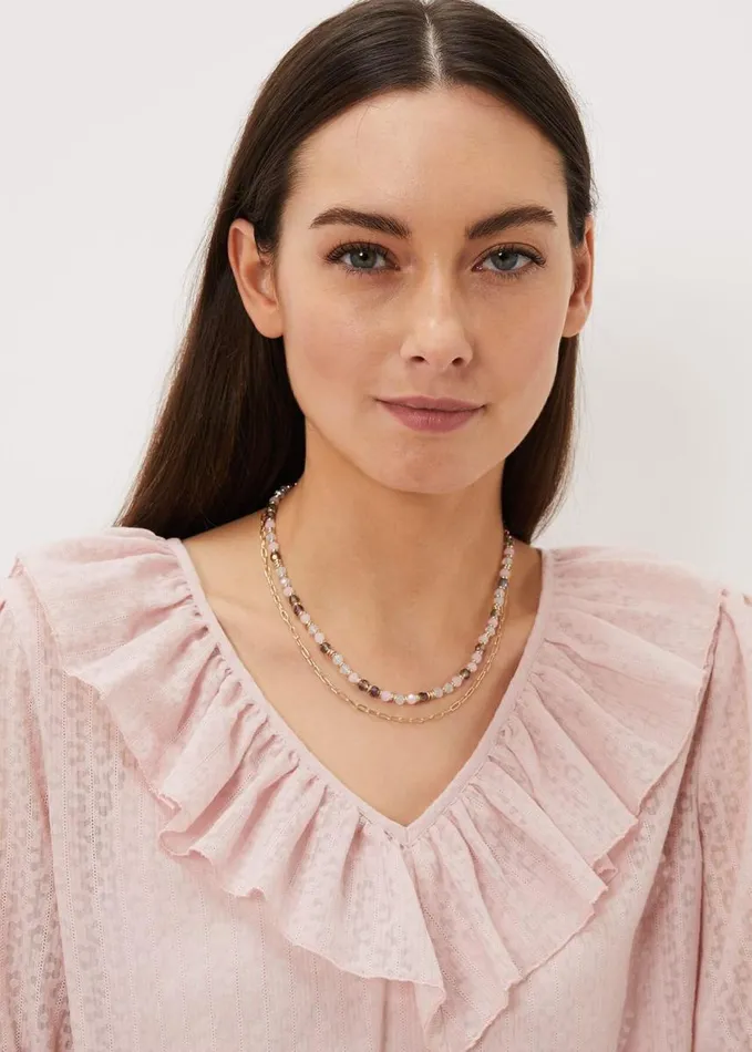 Phase Eight Pastel Bead Layered Necklace Gold Women Jewellery
