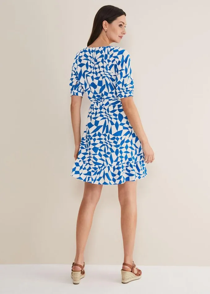 Phase Eight Penele Geo Swing Dress Blue Women Dresses