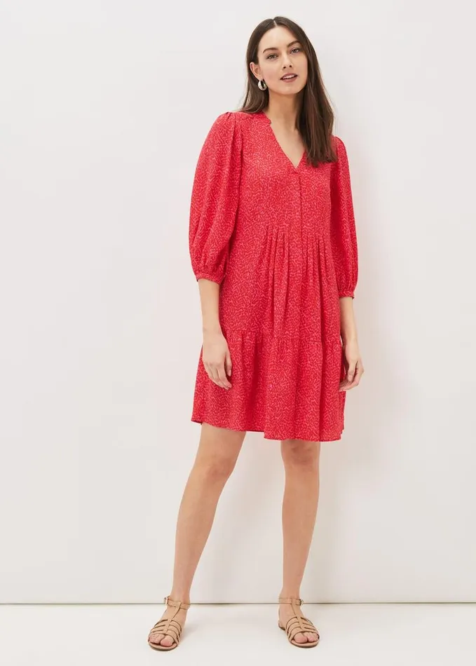 Phase Eight Penele Print Swing Dress Pinkred Women Dresses