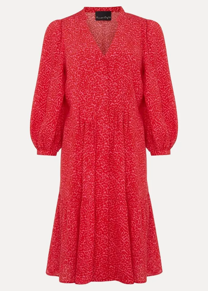 Phase Eight Penele Print Swing Dress Pinkred Women Dresses