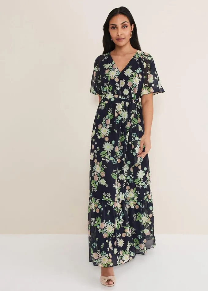 Phase Eight Petite Georgie Floral Tiered Maxi Dress Navymulti Women Dresses