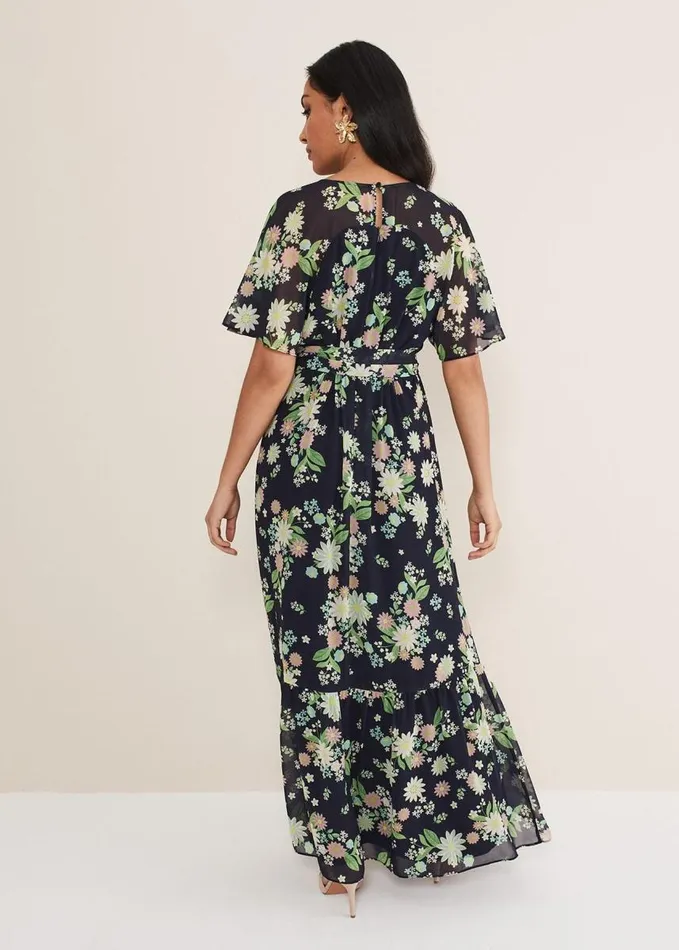 Phase Eight Petite Georgie Floral Tiered Maxi Dress Navymulti Women Dresses